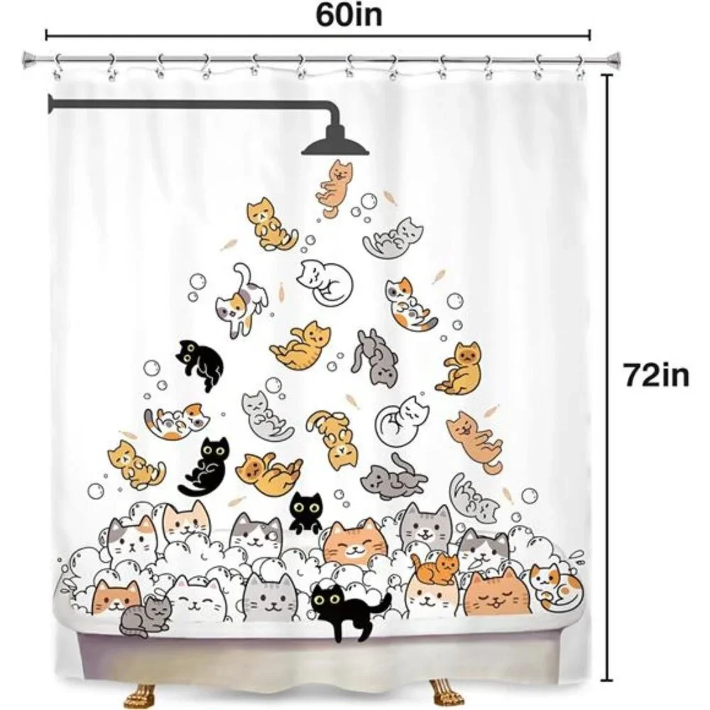 Cat Shower Curtain for Kids Cute Shower Curtains Funny Cat Lover